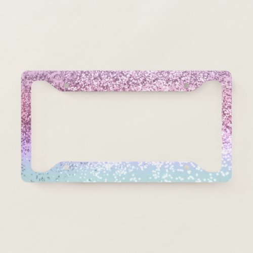 Unicorn Girls Glitter 1d Faux Glitter pastel  License Plate Frame