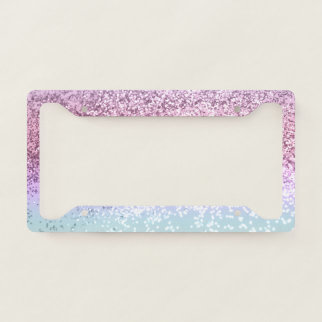 Unicorn Girls Glitter #1d (Faux Glitter) #pastel  License Plate Frame (Front)