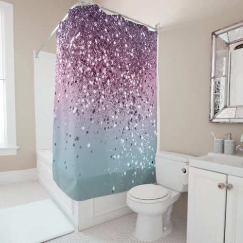 Unicorn Girls Glitter 6 shiny pastel Shower Curtain