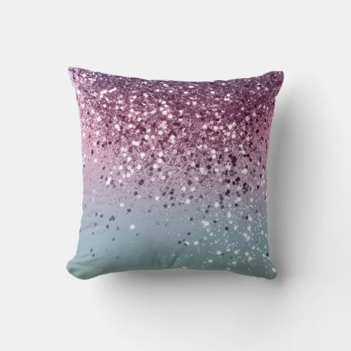 Unicorn Girls Glitter 6 shiny pastel Throw Pillow