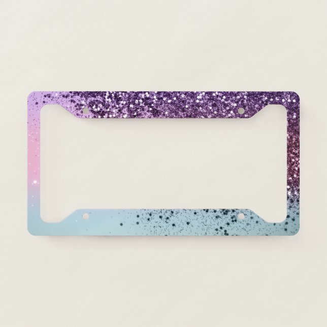 Unicorn Girls Glitter #6c (Faux Glitter) #shiny  License Plate Frame (Front)