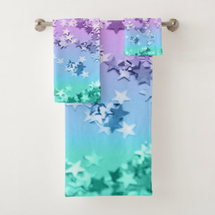 Unicorn Girls Glitter Stars #1 #shiny Bath Towel Set
