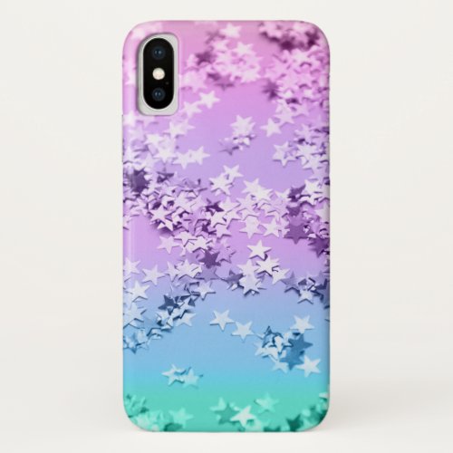Unicorn Girls Glitter Stars 1 shiny iPhone X Case
