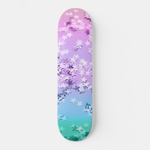 Unicorn Girls Glitter Stars 1 shiny Skateboard