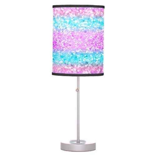 Unicorn Girls Glitter Stripes 15 Table Lamp