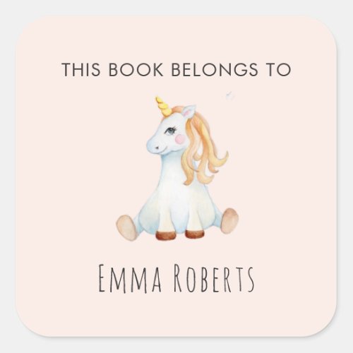 Unicorn Girls This Book Belongs Kids Bookplate
