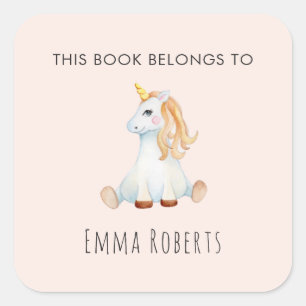 Unicorn Girls 'This Book Belongs' Kids Bookplate
