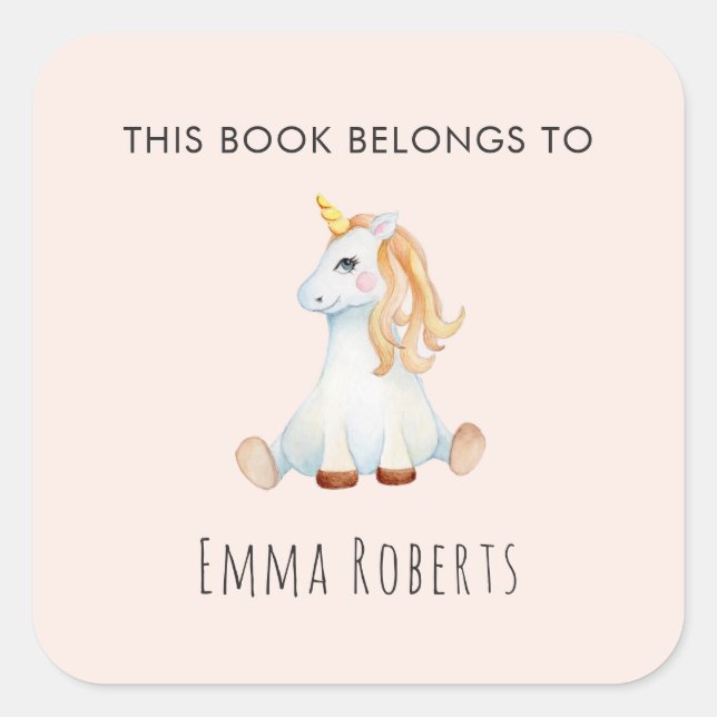 Unicorn Girls 'This Book Belongs' Kids Bookplate (Front)