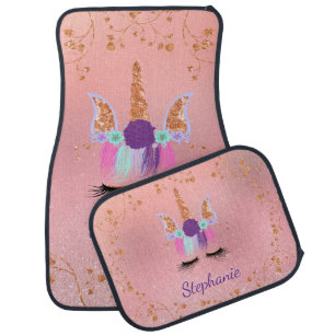 Unicorn Girly Blush Pink Glitter Rose Gold Car Floor Mat
