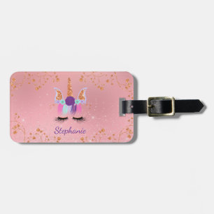Unicorn Girly Blush Pink Glitter Rose Gold Luggage Tag