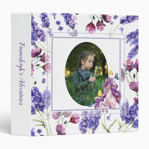 Unicorn Girly Watercolor Floral Scrapbook Album 3 Ring Binder
