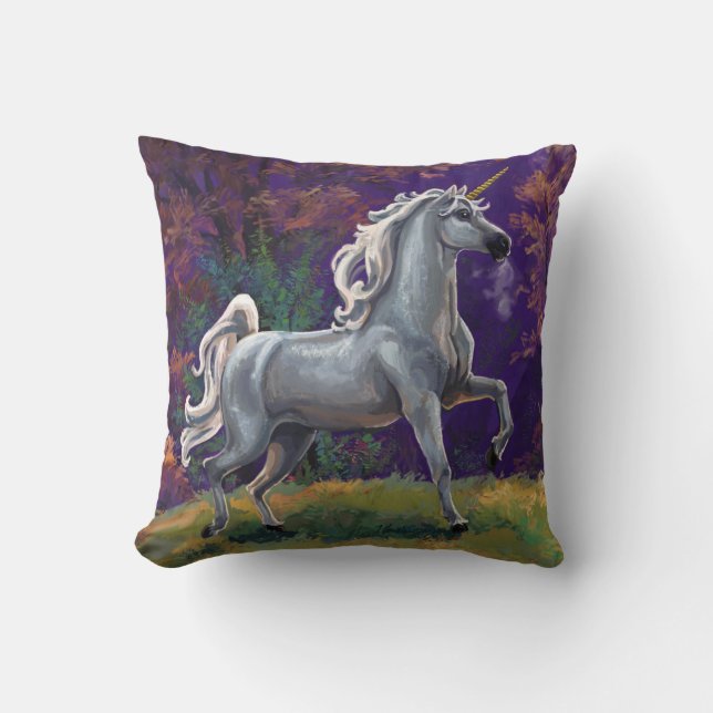 Unicorn Glade Throw Pillow (Front)