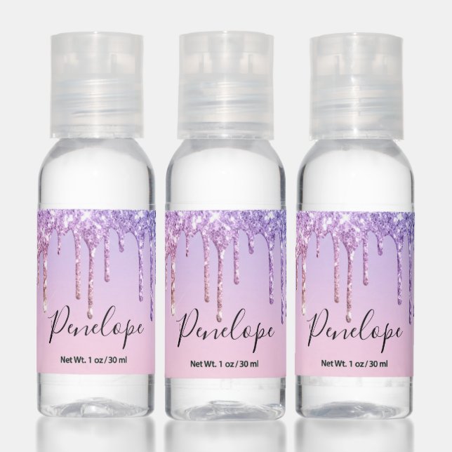 Unicorn Glitter and Sparkle Monogram Hand Sanitizer (Set)