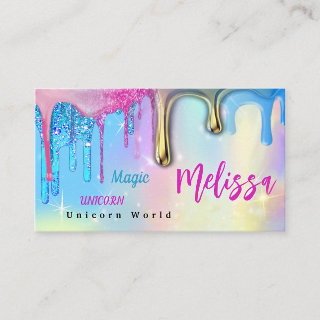 Unicorn Glitter Drips Business Card (Front)