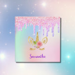 Unicorn glitter drips holographic monogram 3 ring binder<br><div class="desc">A trendy holographic background with unicorns and rainbow pastel colors in pink, purple, rose gold, mint green. Decorated with faux glitter drips in rose gold, pink and purple and a cute abstract unicorn head with lashes in faux gold and pink. Personalize and add a name, purple colored letters and your...</div>