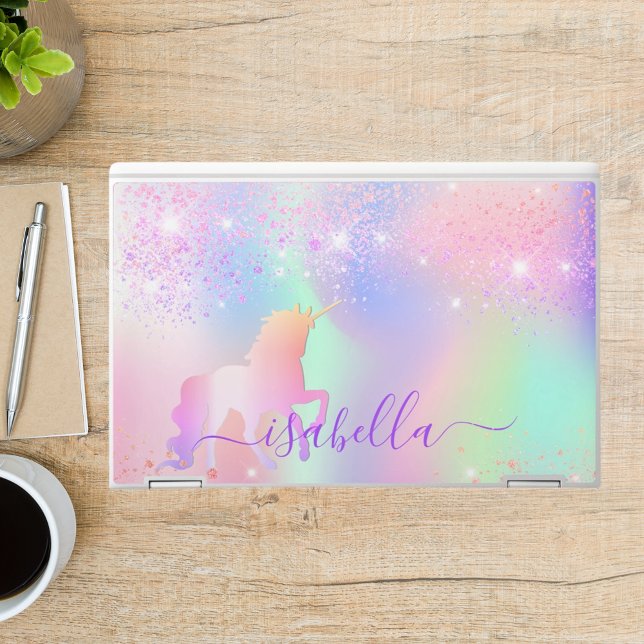 Unicorn glitter dust pink purple rainbow name HP laptop skin (Creator Uploaded)