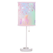 Unicorn glitter dust pink rose gold monogram table lamp (Left)