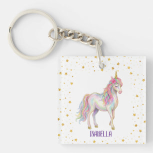 Unicorn Glitter Girls Birthday Keychain