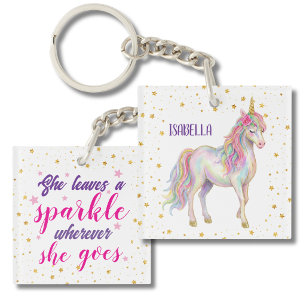 Unicorn Glitter Girls Keychain