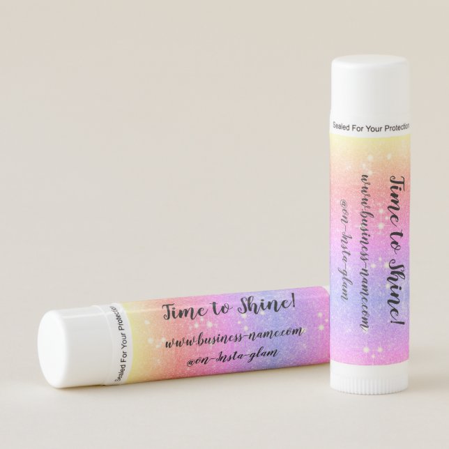Unicorn Glitter Pastel Pink Lavender Sparkle Lip Balm (Front)
