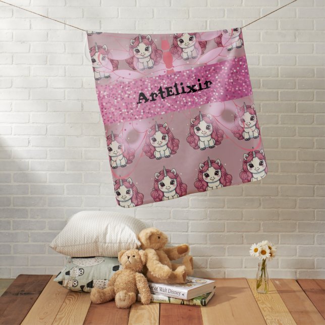 Unicorn Glitter Pattern Baby Blanket (In Situ)