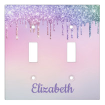 Unicorn Glitter Personalized Girl's Light Switch Cover