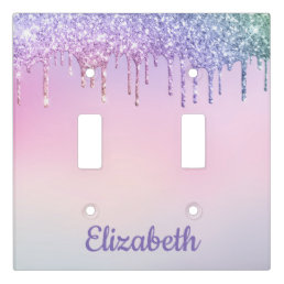 Unicorn Glitter Personalized Girl&#39;s Light Switch Cover