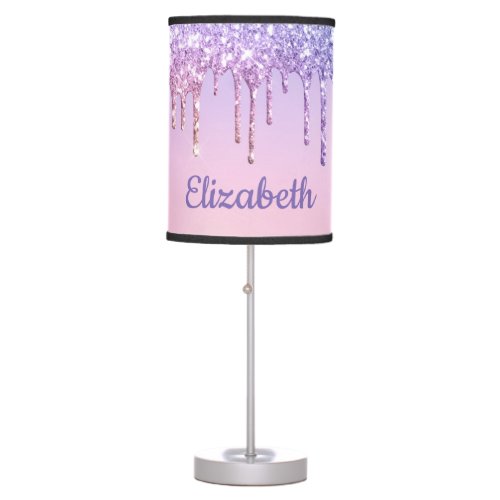 Unicorn Glitter Personalized Girls Table Lamp