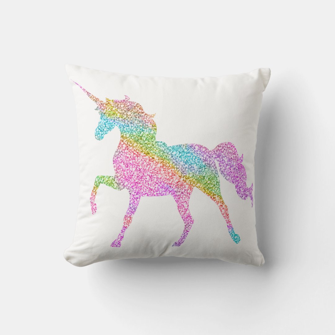 Unicorn Glitter Pillow Zazzle