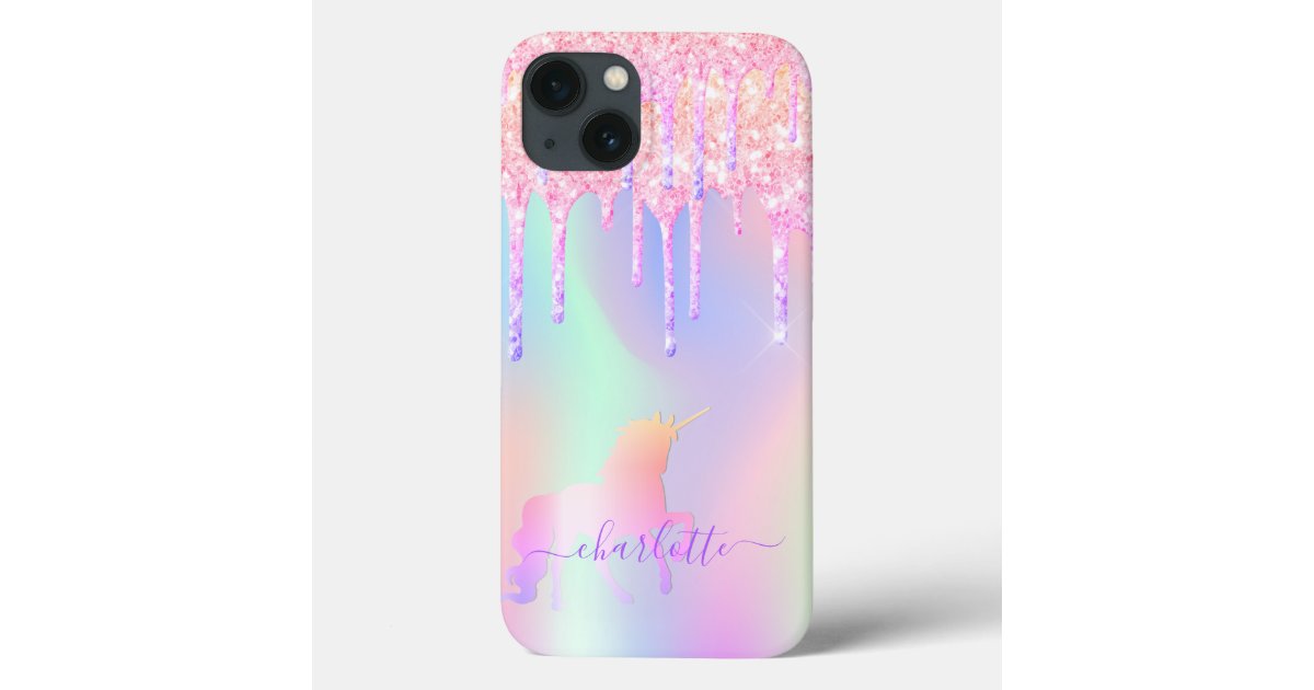 Unicorn glitter pink rose gold rainbow holographic Case-Mate iPhone case