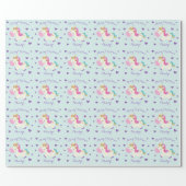 Unicorn Glitter Rainbow Aqua Christmas Wrapping Paper (Flat)