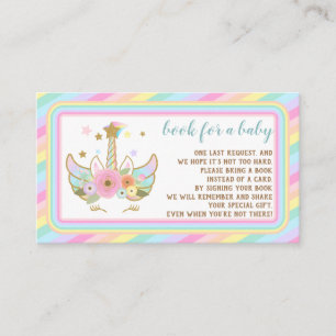 Unicorn Glitter Stars Cute Bring a Book Enclosure Card