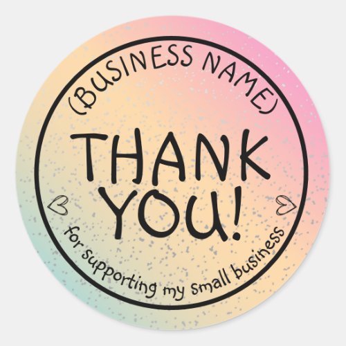 Unicorn Glitter Thank You Support Small Business Classic Round Sticker