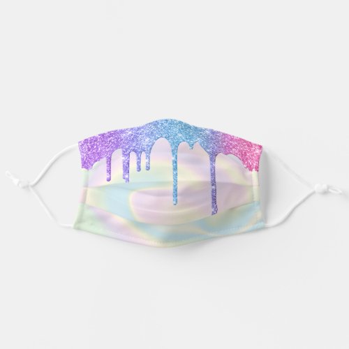 unicorn glittering drips pastel holograph adult cloth face mask