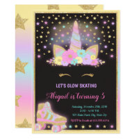 Unicorn Glow Roller Skating Invitation, Unicorn Invitation