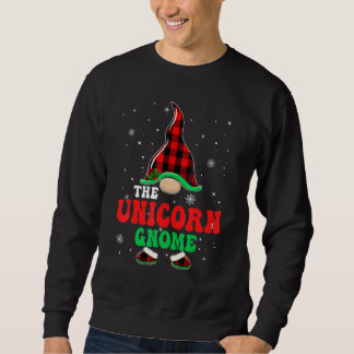 Unicorn Gnome Buffalo Plaid Matching Family Christ Sweatshirt