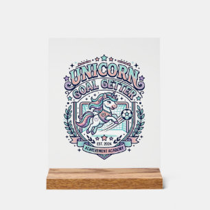 Unicorn Goal Getter Retro Style Graphic Tee Design Acrylic Sign