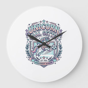Unicorn Goal Getter Retro Style Graphic Tee Design Large Clock