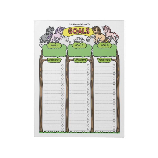 Unicorn Goal Planner Custom Notepad (Rotated)
