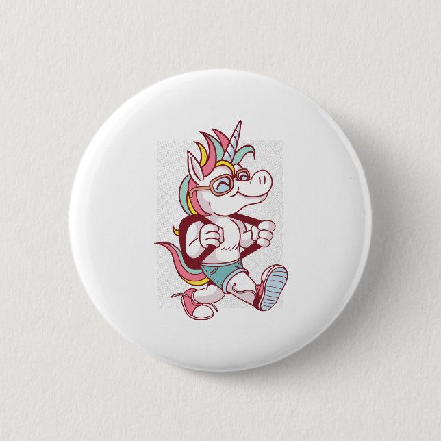 Unicorn Goes To School Button (Front)