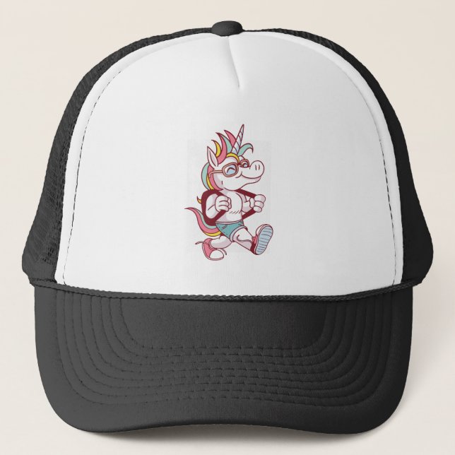 Unicorn Goes To School Trucker Hat (Front)