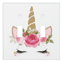 Unicorn Gold Floral Cute Trendy Light Switch Cover