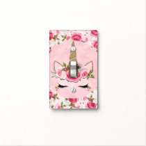 Unicorn Gold Floral Roses Cute Trendy Light Switch Cover