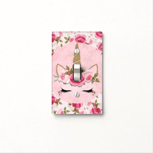 Unicorn Gold Floral Roses Cute Trendy Light Switch Cover