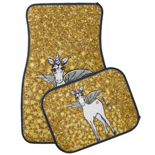 Unicorn Gold glittery sparkles Car Floor Mat