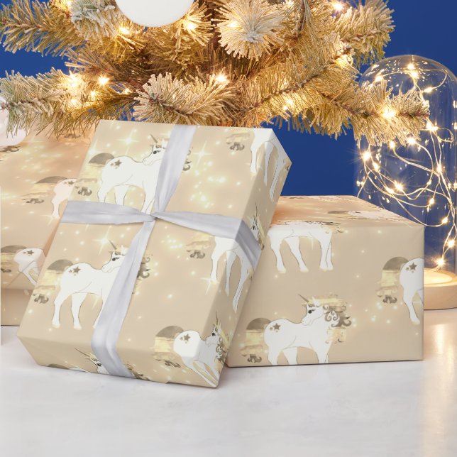 Unicorn Gold  Sparkle Cute Wrapping Paper (Holidays)