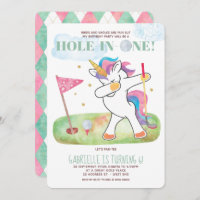 Unicorn Golf Birthday Party Invitation