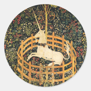 UNICORN GOTHIC FANTASY FLOWERS,FLORAL MOTIFS Green Classic Round Sticker