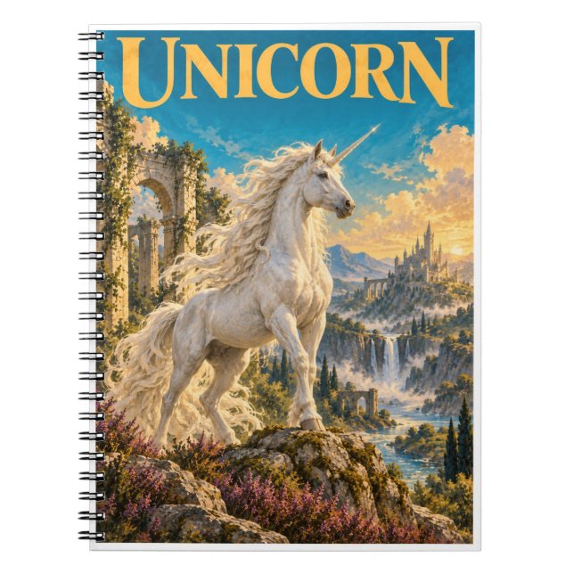 Unicorn, Gothic Fantasy Monster Notebook (Front)