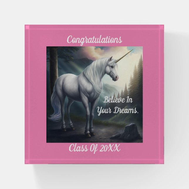 Unicorn Graduation Paperweight (Front)